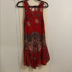 Light red and blue vintage sleeveless dress
